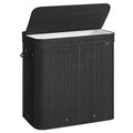 SONGMICS Laundry Hamper with Lid, Bamboo Laundry Basket, Removable Machine Washable Laundry Basket, with Handles, 39.6-Gallons, for Laundry Room, Bedroom, Bathroom, Ink Black ULCB062B01 - color: Ink Black, size: 150 L