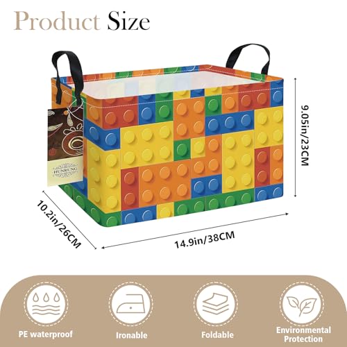HUNRUNG Rectangle Storage Basket Cute Canvas Organizer Bin for Pet/Children Toys, Books, Clothes Perfect for Rooms(REC-Colorful Blocks) - color: REC-Colorful Blocks