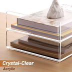 SANRUI Acrylic Paper Tray Organizer for Desk,Desk Organizers and Accessories,2 Pack Stackable Paper Organizer for Letter,Documents,Books,Magazines Crystal-Clear File Organizer - style: A4 Horizontal File Trays 2 Tier