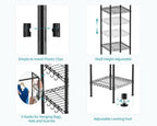 Ulif M1 Closet Storage Organizer System, 6 Tiers Heavy Duty Metal Garment Rack with 3 Expandable Hanger Rods, Wall Mounted Space Saver Suits from 5.4-8.7 ft. Width, 71.2”H x 14”D, 700LBS, Black - color: Black