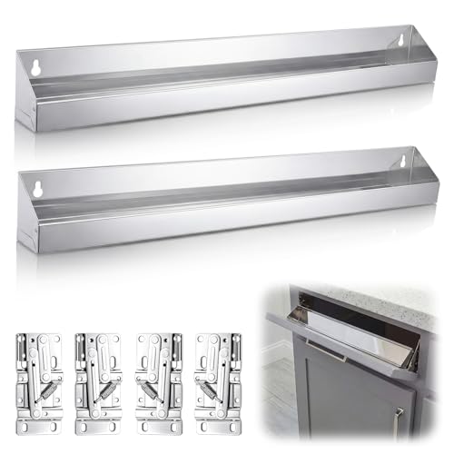 2 Set 25 Inch Stainless Steel Sink Drawer Tip Out Tray Kit Include Tip-Out Sink Trays and Hinges Large Pull Out Storage Organizer for Kitchen Bathroom Base Cabinets - size: 25 Inch