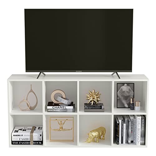 OSCHF 8-Cube Storage Shelf Bookcase - Wooden 4-Tier Floor Standing Open Bookshelf, Modern TV Stand up to 55 Inchs for Home and Office, Warm White - color: Warm White, size: 8-Cube