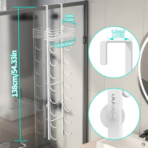 HapiRm Towel Racks for Bathroom Storage - 9 Tier Over The Door & Wall Mount Rolled Towel Storage Organizer Holder with Metal Shelf Basket for Small Bathroom, Camper, Rv - White, Patented - color: White, size: 9-Tier