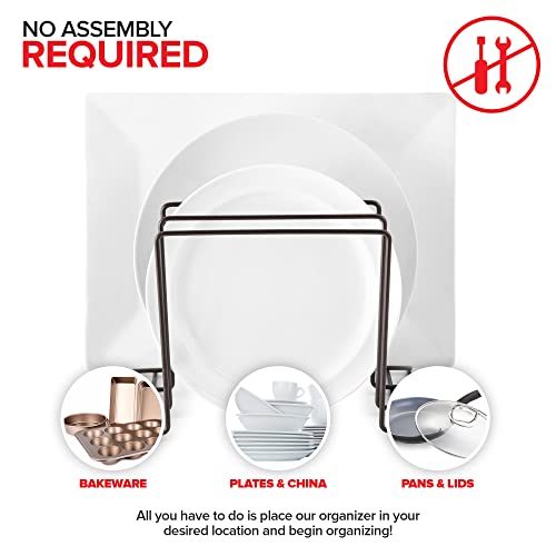 Stock Your Home Kitchen Cabinet Organizer, Bronze (2 Pack) Steel Baking Sheet Holder with 4 Slots for Cabinet, Bakeware Organizer, Divider for Cutting Boards, Pot Lids, Pan Lids, Cookie Sheets - color: Dark Bronze