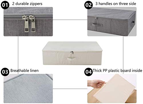 iwill CREATE PRO Pack of 2, Collapsible Rigid Storage Baskets for Underbed Organizer, Good for Clothing, Shoes, Bedding in Wardrobe, College Dormitory, Apartment Shelves Use, Beige - color: Beige,2pcs, size: 27.5*15.7*7"