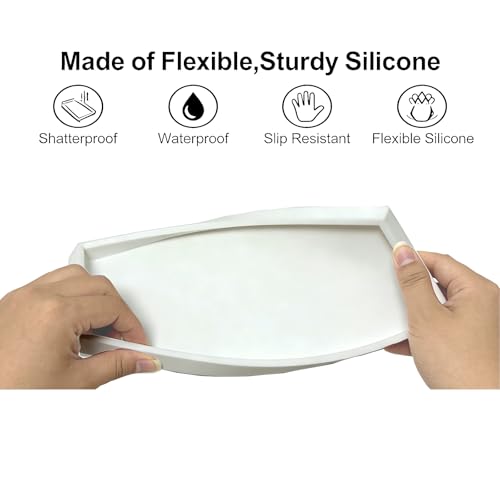 Bloss Small Bathroom Vanity Tray with Soap Dish, 8 x 4 inch Silicone Kitchen Sink Soap Tray,Bathroom Counter Trays Organizer for Candle Perfume Jewelry Key, Write - color: White, size: 7.9" x 3.9" x 0.9"
