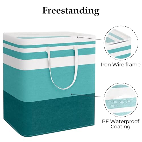 StorageRight Large Collapsible Laundry Basket Hamper with Easy Carry Handles，Freestanding Clothes Hampers for Laundry, Bedroom, Dorm, Towels, Toys, 100L, Green - color: Green, size: 100L