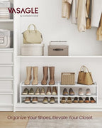 VASAGLE Shoe Rack for Closet, Stackable Shoe Organizer Shelf for Entryway, 2 Tiers, 11.7 x 24.4 x 14.2 Inches, White ULBS062WZ01S - size: 2 Tiers (24.4"W)