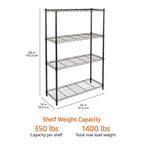 Amazon Basics 4-Shelf Adjustable Heavy Duty Steel Wire Rack Storage Shelving, Sturdy Garage Shelving, 350 lbs Capacity Per Shelf, Easy No-Tool Assembly, 36" x 14" x 54", Black | Heavy Duty, Adjustable, for Kitchen, Garage, Storage, Shelving Organizer - co