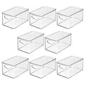 mDesign Plastic Deep Storage Bin Box Container with Lid and Built-In Handles - Organization for Fruit, Snacks, or Food in Kitchen Pantry, Cabinet, or Cupboard, Ligne Collection, 8 Pack, Clear - size: 10.6 x 6.2 x 5.2 (Pack of 8)