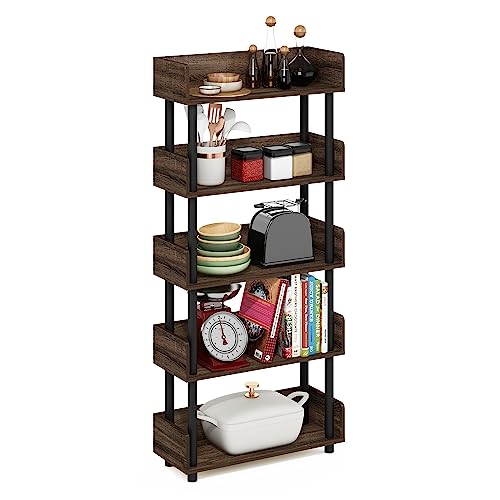 Furinno Turn-N-Tube 5-Tier Toolless Freestanding Multipurposes Display Rack, Walnut - color: Walnut, size: 5-Tier Display Rack