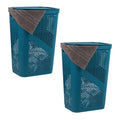 Mind Reader 60L Slim Laundry Hamper, Clothes Basket, Lid, Ventilated, Plastic, Set of 2, Blue - color: Blue, size: 2-Pack