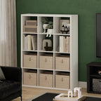 Furinno Cubicle Book Shelf, 12-Cube Bookshelf, Extra Thick Frame Reversible Tall Wide Bookcase with Open Back, 14.6 x 43.8 x 58, for Living Room, Bedroom, Home Office, Plain White - color: Plain White, size: 12-Cube