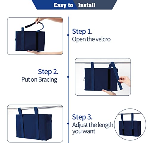 Bseash Bunk Bed Organizer, Bedside Caddy Hanging Bed Organizer Storage Bag with 4 Pockets and 2 Hooks, for College Dorm Rooms Bed, Hospital Bed, Baby Bed Rails, 600D Oxford Cloth (Navy Blue) - color: Navy Blue, size: Small