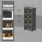 131QT 4 Tier Stackable Storage Bins with Lid & Door, 32 Gal Collapsible Plastic Storage Containers with Locking Wheel, Space Saving Foldable Organizer for Home Bedroom Office Gray 4T - size: 131Qt/32Gal-4Packs/1Top Lid