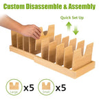 Pots and Pans Organizer for under Cabinet - Expandable Bamboo Pot Lid Organizer, Bakeware and Cutting Board Organizers, Drawer Pot Lid Holder Rack for Kitchen Organizers and Storage