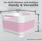 GIMWA 2.6 Gal(10L) Collapsible Wash Basin for Baby Bottles,Pink Space-Saving Collapsible Dish Basin with Drain Plug for bottle washing, Collapsible Bucket for RV Kitchen Essentials - color: Pink