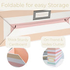 BLU MONACO | Cardboard Magazine File Holder Set of 4 | Vertical Magazine File Holder with Gold Label Slots | Standing File Holder and Cardboard Bins for Shelves Desk Classroom - color: Pastel Stripes