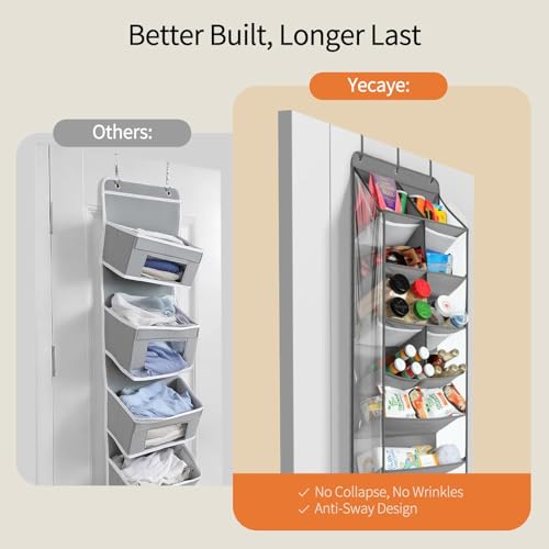 Yecaye Over the Door Shoe Organizer Hanging with Large Pockets, 8 Tier Back of Door Storage for Nursery, Closet and Bathroom, Partition Behind Door Organizers Shelf with Baby Clothes(1 Pack, Beige) - color: Beige