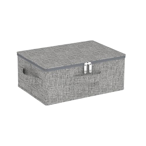 Blanket Bags with Lid, Foldable Underbed Storage Bins, Home Basket Container for Organizing Clothes, Shoes, Pillows, 14.9x10.2x5.9Inches, Grey, 1 Pack - color: Grey, size: 14.9x10.2x5.9 in(1 Pack)