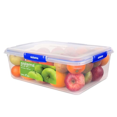 Sistema KLIP IT+ Large 7.5L Rectangle Food Storage Container, Stackable & Airtight Food Box with Lid, Dishwasher, Freezer, & Microwave-Safe, BPA-Free - size: 7.5L