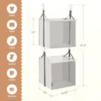 STORAGE MANIAC 2-Shelf Hanging Closet Organizer, Cloth Hanging Closet Shelf, Hanging Closets Baskets with Hooks for Dorm, Apt, Bedroom, College, Garment Rack, Wardrobe, Fabric with Mesh, Ivory - style: Ivory