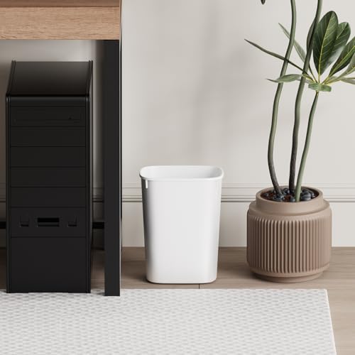 CEROELDA Small Bathroom Trash Can, 2.6 Gallon Slim Mini Garbage Can Small Trash Bin Plastic Waste Basket for Dorm Room, Bedroom, Office, Toilet (White) - color: 1 Pack-No Lid-White