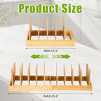 Pots and Pans Organizer for under Cabinet - Expandable Bamboo Pot Lid Organizer, Bakeware and Cutting Board Organizers, Drawer Pot Lid Holder Rack for Kitchen Organizers and Storage