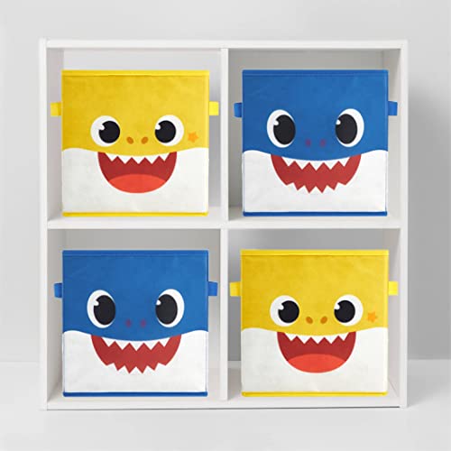 Idea Nuova Baby Shark Collapsible Storage Cubes, Set of 2, 10"x10",Baby Shark Blue/Yellow - color: Baby Shark blue/yellow