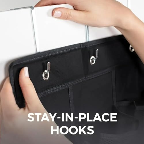 28 Large Pockets Over The Door Shoe Organizer, Hanging Shoe Organizer for Closet, Premium Clear Shoe Rack for Door, Shoes Hanger Organizers Storage Holder for Back of Door and 4 Metal Hook Black - color: Black, size: 28 Pockets