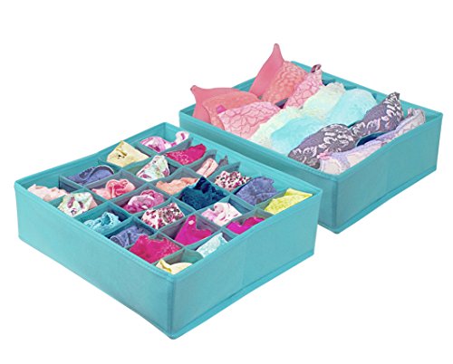 Sorbus® Set of 4 Foldable Drawer Dividers, Storage Boxes, Closet Organizers, Under Bed Organizer (Aqua) - color: Aqua