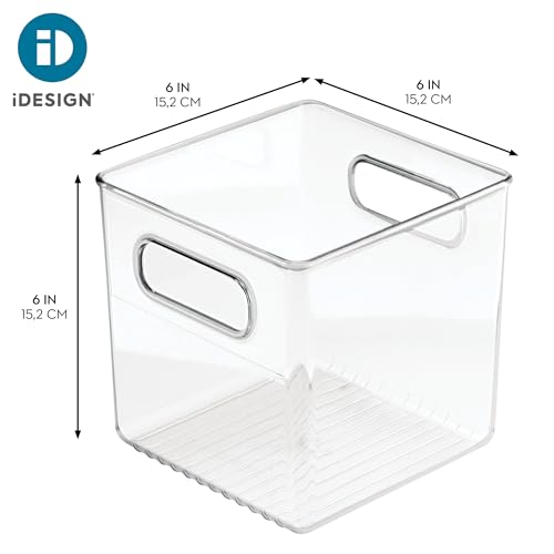 iDesign Storage Bin with Handles - Cube Organizer Bin for Pantry, Set of 4, Clear, Made in USA - style: Pack of 4