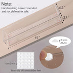 Ohlove 6 Pcs Large Clear Plastic Drawer Organizers Tray 15" x 6.3" Storage Bins with 25 Pcs Non-Slip Pads for Makeup, Jewelries, Kitchen Utensils, Bathroom and Office - size: 15"x6"