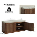 Shoe Cabinet Bench with Cushion,Double Layered Wooden Shoe Bench with Soft Cushion,Shoe Rack for Entryway,Bedroom,Living Room (Walnut Sturdy Entryway Bench) - color: Walnut Sturdy Entryway Bench