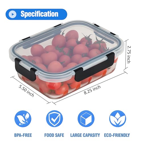 5-Piece Set, 36 oz Glass Meal Prep Containers with Snap-Lock Lids, Airtight Lunch Containers, Microwave, Oven, Refrigerator & Dishwasher Safe,Black - color: Black, size: 5pack-36oz-Black