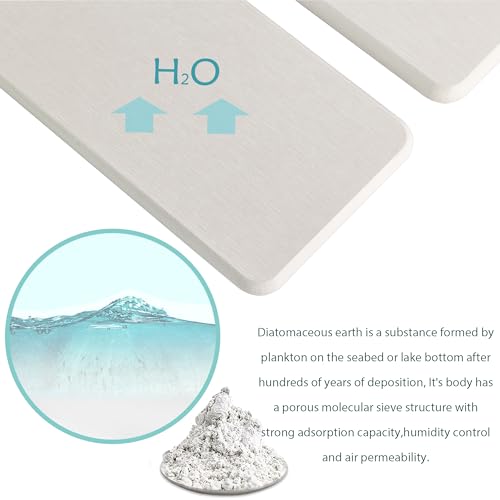 NiuYichee 2 Pcs Water Absorbing Stone Trays, Kitchen/Bathroom Sink Soap Dish, Diatomite Tray Used for Hand Soap & Cosmetic Bottles in The Modern Home, 3.15" W x 11.8" L, White - color: White, size: 11.8" x 3.2" x 0.5"