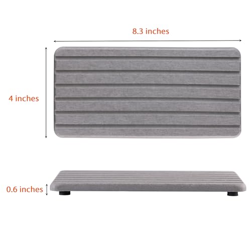 NiuYichee 2 PCS Water Absorbent diatomite Coasters, 8.3" x 4" Water Absorbing Stone Tray for Sink, Stone Drying mat for Kitchen Counter, Stone soap Tray Used for Hand Soaps & toiletries & Plants - color: Grey, size: 8.3 x 4 inches