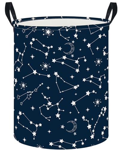 CLOCOR Large Blue Round Laundry Hamper,Kids Toy Storage Basket,Baby Dirty Clothes Nursery Hamper for Boys and Girls,Bedroom,Bathroom,Gift Basket(Starry Sky) - color: Space