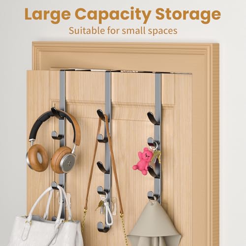 Over The Door Hooks, Metal Door Hooks for Hanging, Over The Door Purse Organizer for Coat Hanger, Back of Shower Door for Hanging Towel Rack Clothes, Hat, Bathroom, Closet (Black-3Packs) - color: Black, size: 3 Pack