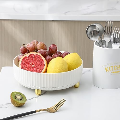 Anyoifax Makeup Perfume Organizer Tray 360 Degree Rotating Lazy Susan Skincare Lotion Organizer Spinning Cosmetics Storage for Dresser, Vanity, Bathroom Countertop, Large Ivory White - color: White, size: 11 "