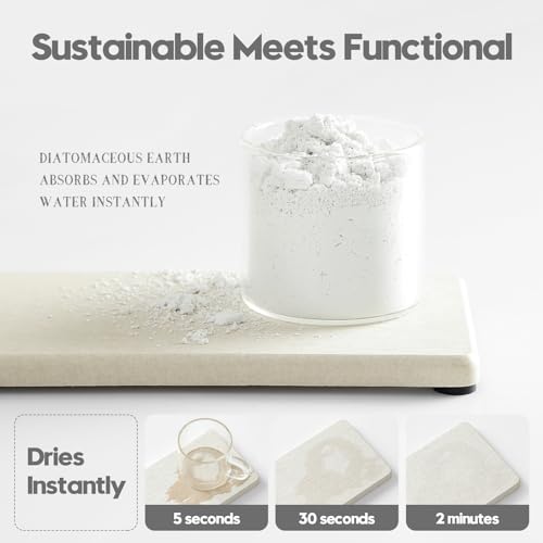 2PCS Beige Bathroom Sink Vanity Trays, Water Absorbing Diatomite Stone Drying Soap Dish Dispenser for Kitchen Counter, Sponge Holder Mat Rack Faucet Splash Guard Caddy Organizer, 9"x3.5" - color: 2 Pack - Greige, size: 9" X 3.5"