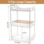 Goderewild 3 Tier Bathroom Counter Organizer, Multi-Purpose Cosmetics Skincare Shelf, Fits A4 Size Makeup Organizer for Office and Vanity Tray, Countertop Storage Solution for Kitchen,Bath.(Clear) - size: 3-Tier