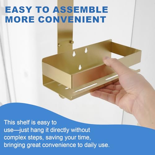 Gold Shower Caddy Over Shower Door - 2 Tier Hanging Shower Caddy Organizer No Drilling, Shower Storage Shelf for Indoor Shower, Bathroom, Bedroom, Kitchen - color: Gold