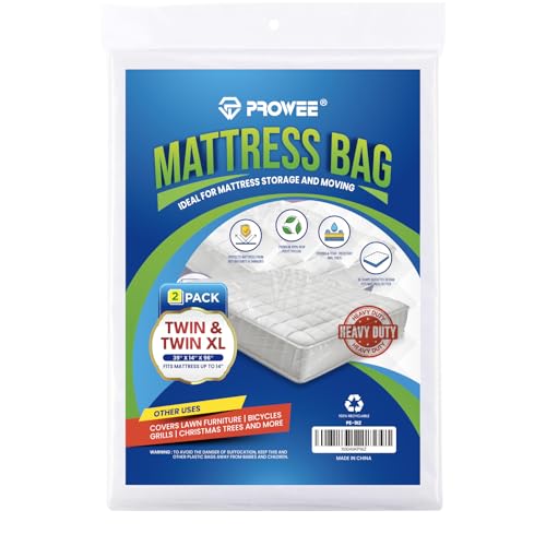 2 PK Twin XL/Twin Mattress Bags for Moving and Storage, Heavy-Duty 4 Mil Clear Plastic Mattress Cover for Moving, Super Thick Mattress Storage Bags - size: Twin/Twin XL,2 Pack, style: Heavy-Duty Protection (4 Mil Thick)