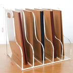 5 Vertical Compartments File Holder, Clear Acrylic Desk Organizer and Storage Bins Holding for Magazines, Binders, Notebooks, Envelopes, Multi-purpose Document Organizer for Home Office - size: A4, 5 Sections