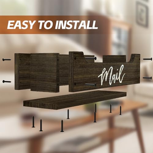 White Wooden Mail Organizer Countertop (Brown + White) - color: Brown + White