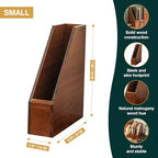 Small Wooden Vertical Magazine Holder - File Organizer for Desk - Upright Paper Organizer, File Holder, Desktop Shelf Bookends - Desktop Organizer for Magazines, Papers, Folders for Documents (1-Pack)