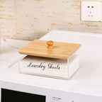 VOTLEVT Bamboo Laundry Detergent Sheets Holder with Acrylic Container, Organization and Storage - color: Acrylic and Bamboo