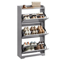 VASAGLE Shoe Cabinet with 3 Flip Drawers, Shoe Organizer, Adjustable and Removable Dividers, Holds 12-20 Pairs, Entryway, 9.4 x 23.6 x 47.7 Inches, Dove Gray ULBC036GD02S - color: Dove Gray, size: 9.5"D x 23.6"W x 47.7"H, style: shoe cabinet