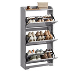 VASAGLE Shoe Cabinet with 3 Flip Drawers, Shoe Organizer, Adjustable and Removable Dividers, Holds 12-20 Pairs, Entryway, 9.4 x 23.6 x 47.7 Inches, Dove Gray ULBC036GD02S - color: Dove Gray, size: 9.5"D x 23.6"W x 47.7"H, style: shoe cabinet